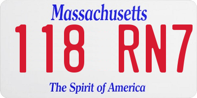 MA license plate 118RN7