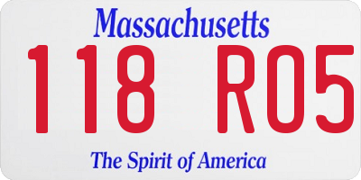 MA license plate 118RO5