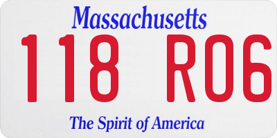 MA license plate 118RO6