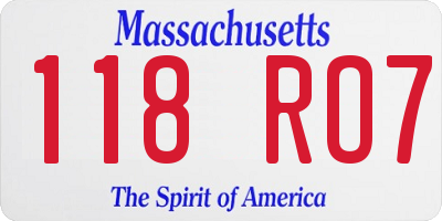 MA license plate 118RO7