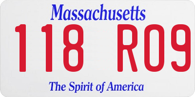 MA license plate 118RO9