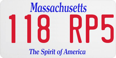 MA license plate 118RP5