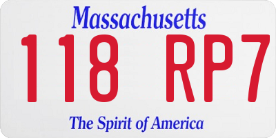 MA license plate 118RP7