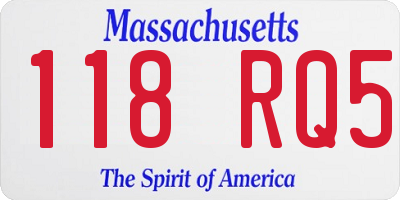 MA license plate 118RQ5
