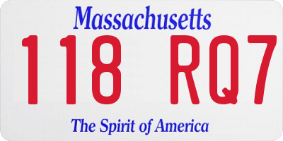 MA license plate 118RQ7