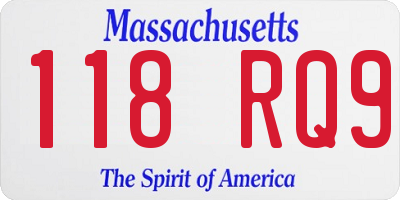 MA license plate 118RQ9