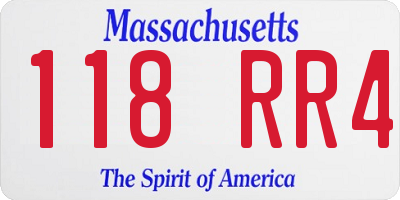 MA license plate 118RR4