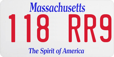 MA license plate 118RR9