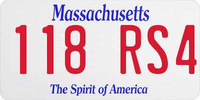 MA license plate 118RS4