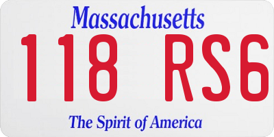 MA license plate 118RS6
