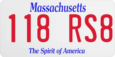 MA license plate 118RS8