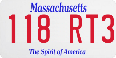 MA license plate 118RT3