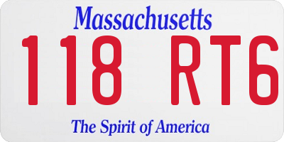 MA license plate 118RT6
