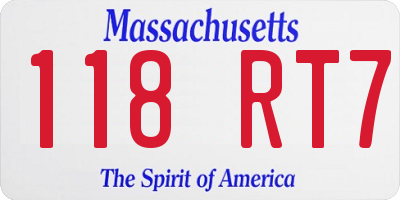 MA license plate 118RT7