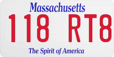 MA license plate 118RT8