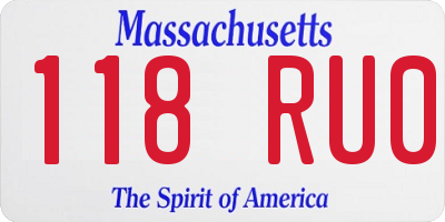 MA license plate 118RU0