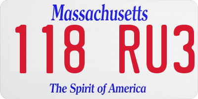 MA license plate 118RU3