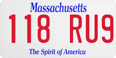 MA license plate 118RU9