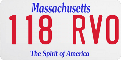 MA license plate 118RV0