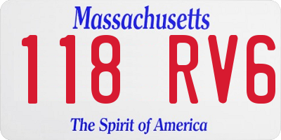 MA license plate 118RV6