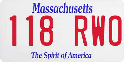 MA license plate 118RW0