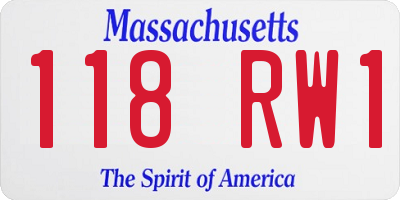 MA license plate 118RW1