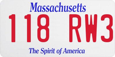 MA license plate 118RW3