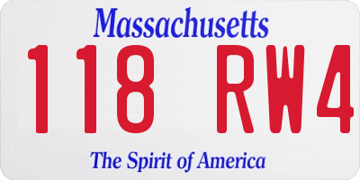MA license plate 118RW4