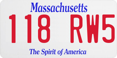 MA license plate 118RW5