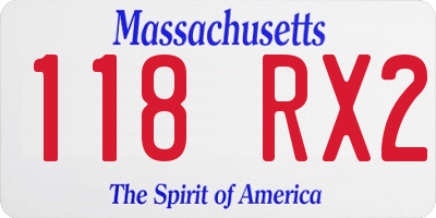 MA license plate 118RX2