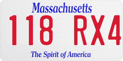 MA license plate 118RX4