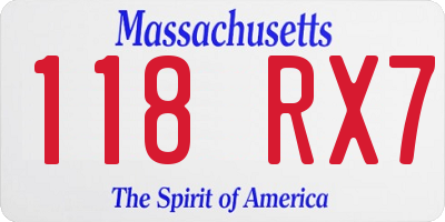 MA license plate 118RX7
