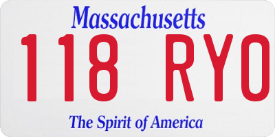 MA license plate 118RY0