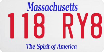 MA license plate 118RY8