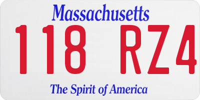 MA license plate 118RZ4