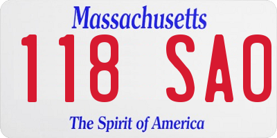 MA license plate 118SA0