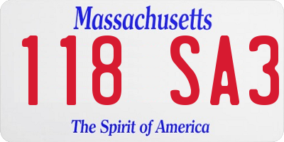 MA license plate 118SA3
