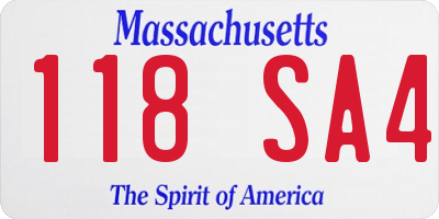 MA license plate 118SA4