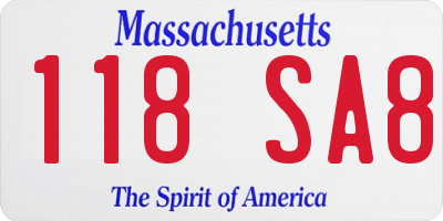 MA license plate 118SA8