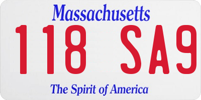 MA license plate 118SA9