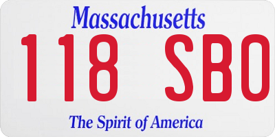 MA license plate 118SB0