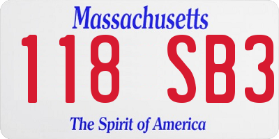 MA license plate 118SB3