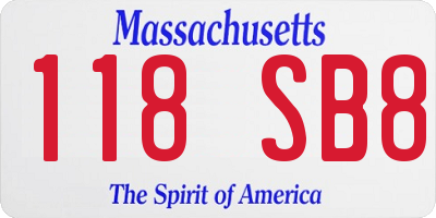 MA license plate 118SB8