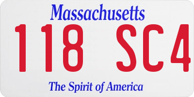 MA license plate 118SC4