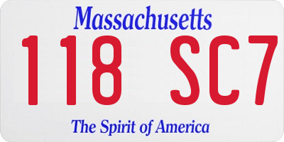 MA license plate 118SC7