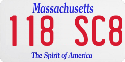 MA license plate 118SC8
