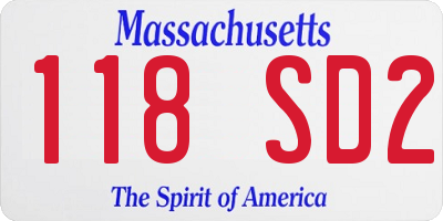 MA license plate 118SD2