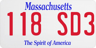 MA license plate 118SD3