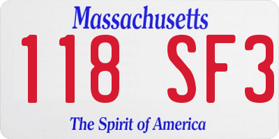 MA license plate 118SF3