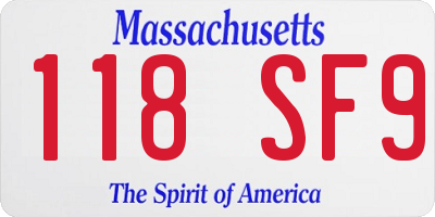 MA license plate 118SF9